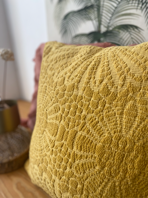 Yellow Ochre textured cushion cover