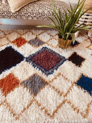 Geometric textured cotton wool rug 4x6 ft/120*180 cm