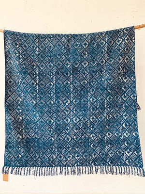 Diamond print indigo Cotton rug 4x6 ft/120*180 cm