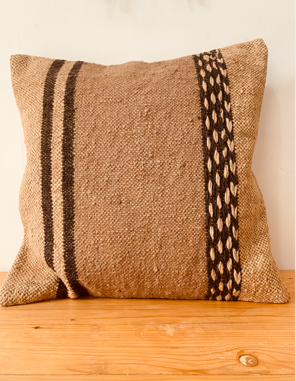 Wool jute stripe pattern cushion cover  45 * 45 cm