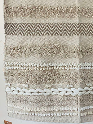 Ecru brown chevron stripe woven rug with border 2.5 x 5 feet / 81 * 121 cm
