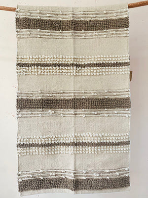 Textures stripe with bobbles Ecru woven rug 2.5 x 5 feet / 81 * 121 cm