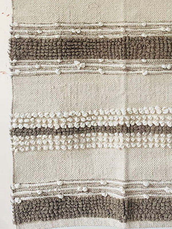 Textures stripe with bobbles Ecru woven rug 2.5 x 5 feet / 81 * 121 cm