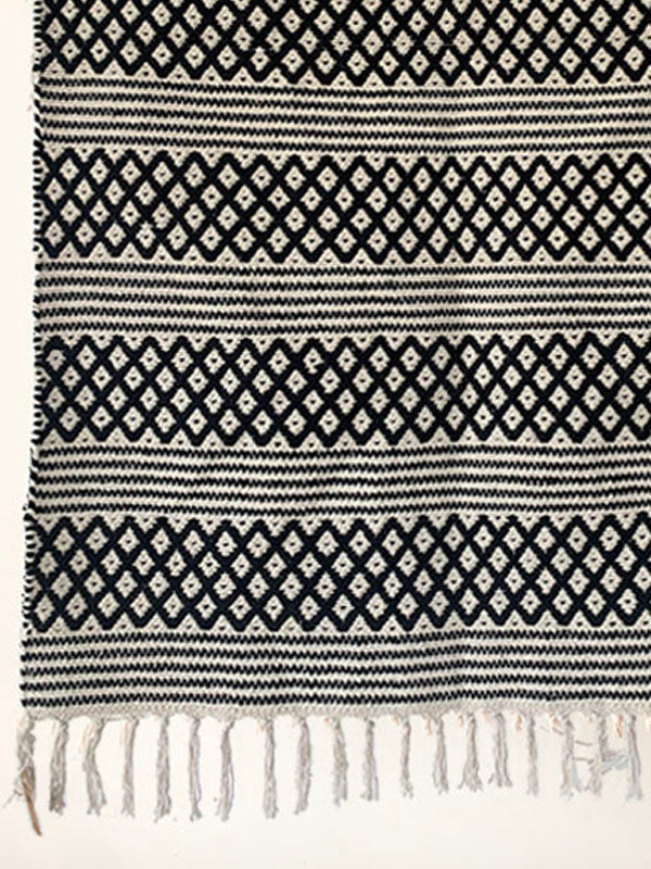 Diamond weave stripe pattern woven rug 3 x 5.5 ft/90*167 cm