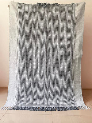Noir Chevron pattern woven Cotton rug 4*6 ft/120*180 cm