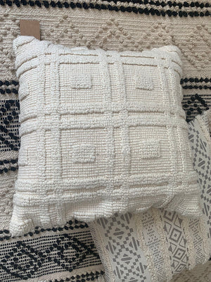 Ecru brick pattern textured cushion cover